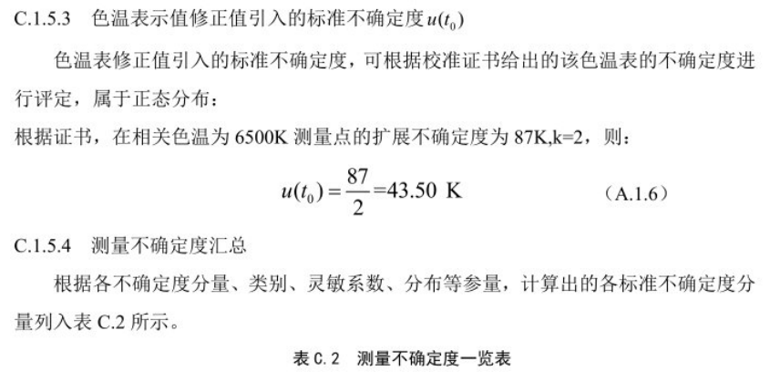 標(biāo)準(zhǔn)光源箱相關(guān)色溫測量不確定度的評(píng)定4